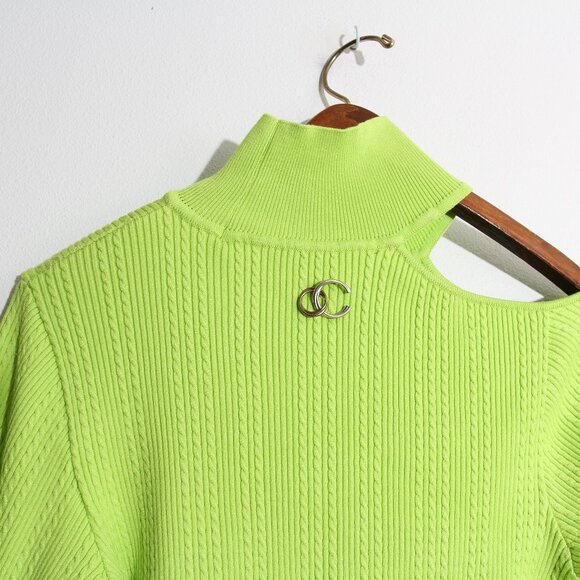 Andersson Bell Jessica Embellished Cutout Neon Cable-Knit Turtleneck Sweater - Picture 13 of 16